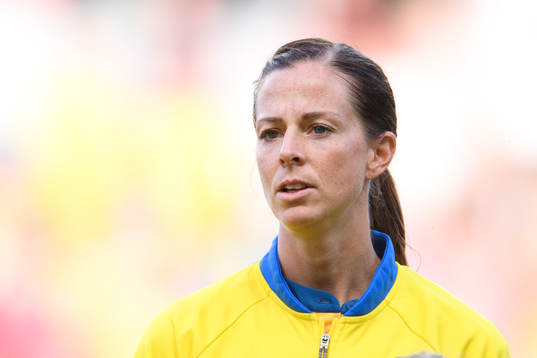 Sveriges Lotta Schelin vid lineup innan
