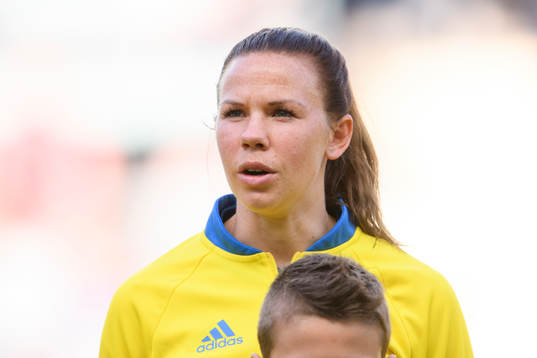 Sveriges Jessica Samuelsson vid lineup innan