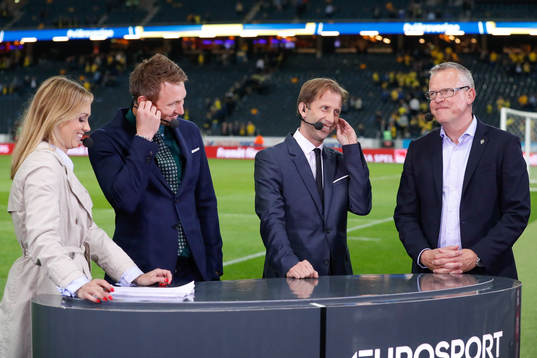 Eurosports studio med Karin Frick, Kim Källström, Simon