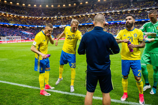 Sveriges Marcus Berg, Ola Toivonen och Jimmy Durmaz