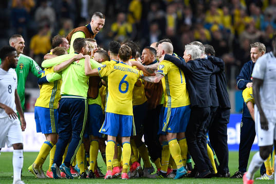 De svenska spelarna jublar