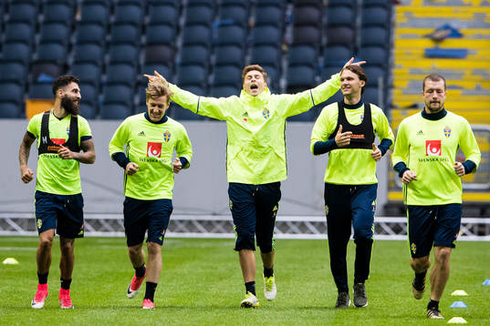 Sveriges Jimmy Durmaz, Emil Forsberg, Victor Nilsson