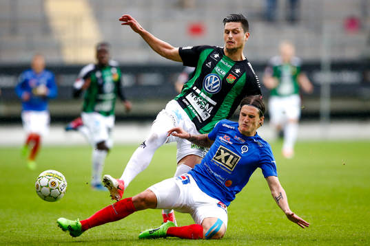 Åtvidabergs Jon Birkfeldt och GAIS Luka Mijaljevic