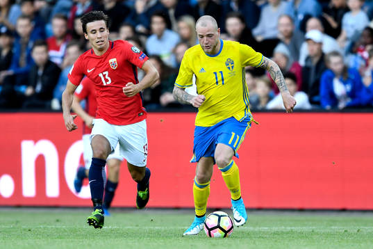 Norges Anders Trondsen och Sveriges John Guidetti