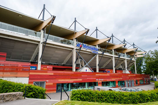Exteriör vy av Myresjöhus arena