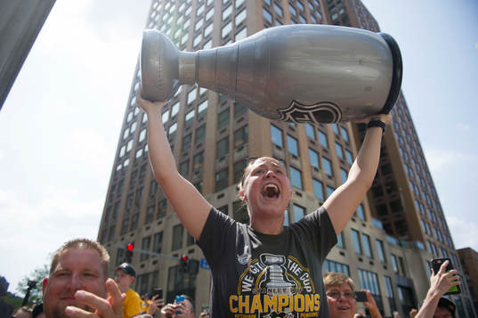 A Pittsburgh Penguins fan celebrates
