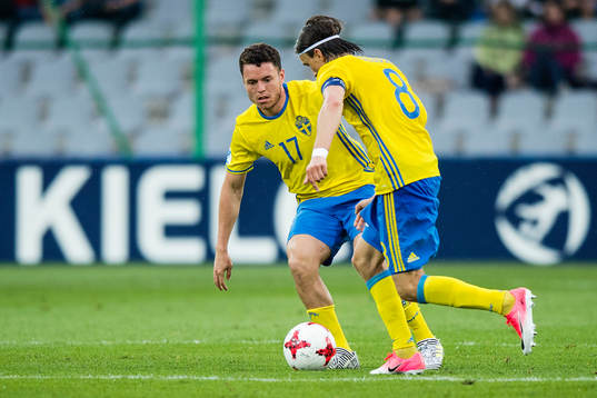 Sveriges Kerim Mrabti och Kristoffer Olsson