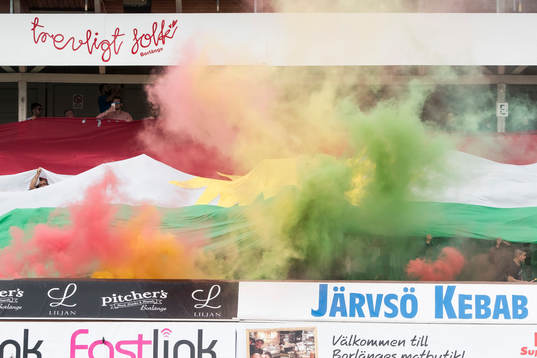 Dalkurds fansen innan fotbollsmatchen i Superettan mellan