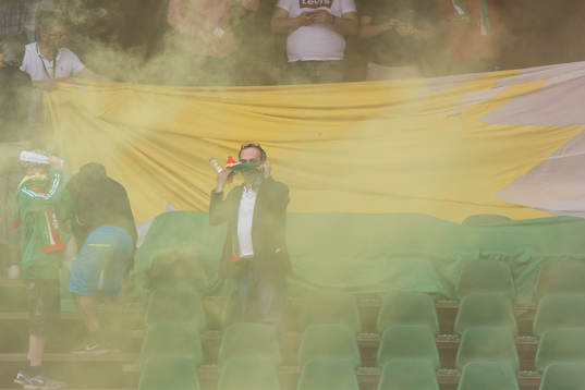 Dalkurds fansen innan fotbollsmatchen i Superettan mellan