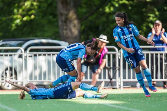 Djurgårdens Mia Jalkerud jublar med Johanna Rytting