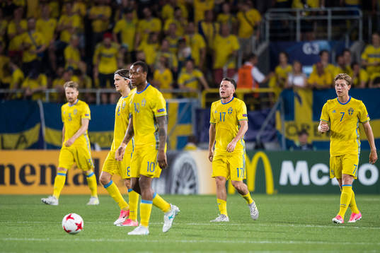under fotbollsmatchen i U21-EM mellan Slovakien och Sverige