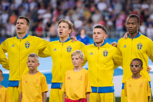 Sveriges Carlos Strandberg, Kerim Mrabti och Alexander