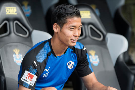 Halmstads Kosuke Kinoshita före fotbollsmatchen i