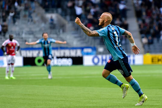 Djurgårdens Magnus Eriksson jublar
