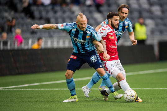 Djurgårdens Magnus Eriksson och Kevin Walker mot Kalmars
