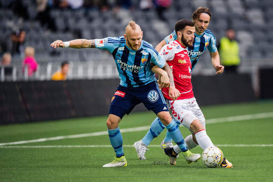 Djurgårdens Magnus Eriksson och Kevin Walker mot Kalmars