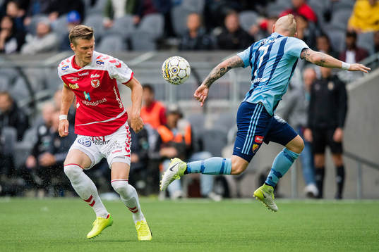 Kalmars Viktor Elm och Djurgårdens Magnus Eriksson