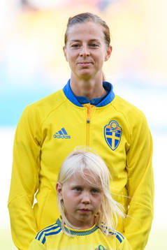 Sveriges Lotta Schelin vid lineup innan