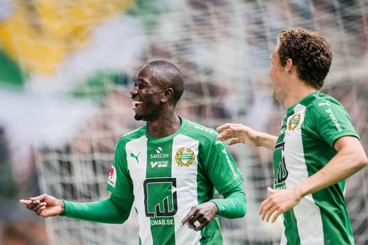Hammarbys Pa Amat Dibba gör 3-0 och jublar med Fredrik