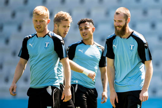 Malmö FFs Anders Christiansen, Anton Tinnerholm, Yoshimar