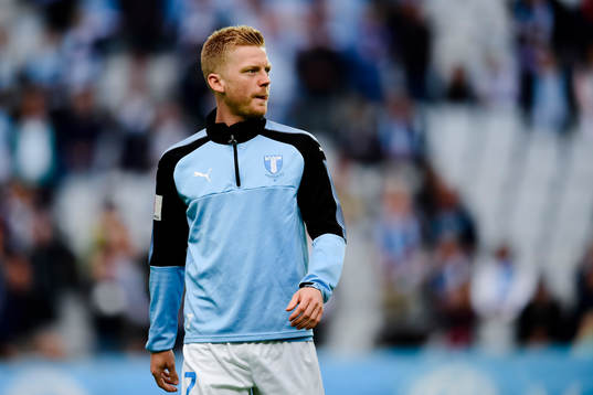 Malmö FFs Anders Christiansen före fotbollsmatchen i