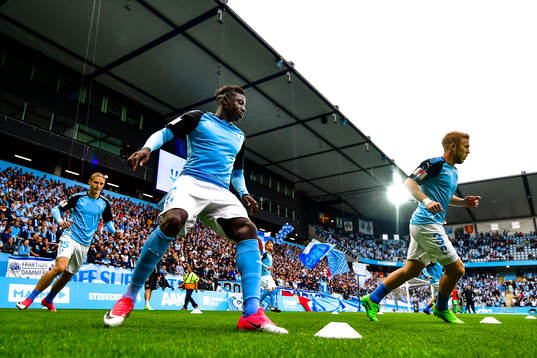 Malmö FFs  Pawel Cibicki,  Pa Konate och Anton Tinnerholm