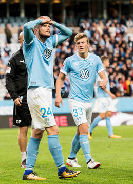 Malmö FFs Lasse Nielsen och Teddy Bergqvist deppar