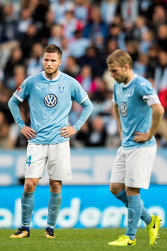 Malmö FFs Lasse Nielsen och Oscar Lewicki deppar