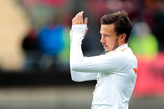 galatasarays Martin Linnes före fotbollsmatchen i kvalet