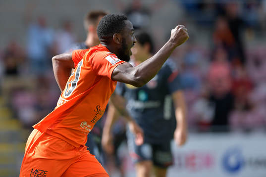 AFC Eskilstunas Chidi Omeje jublar