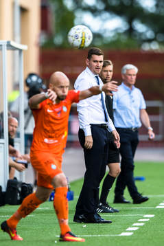 AFC Eskilstunas Zourab Tsiskaridze och tränare Michael
