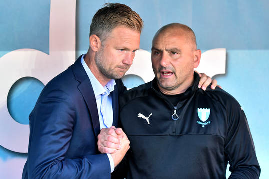 Malmö FFs tränare Magnus Pehrsson och målvaktstränaren