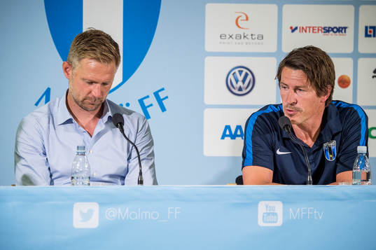 Malmö FFs tränare Magnus Pehrsson och Sirius tränare