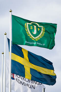 Jönköpings klubbmärke på en flagga