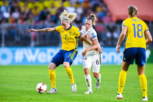 Sveriges Lisa Dahlkvist och Tysklands Kristin Demann  i