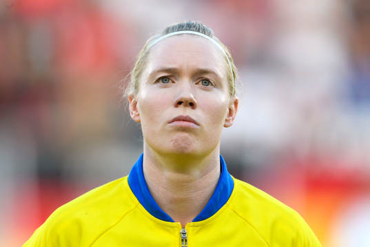 Sveriges målvakt Hedvig Lindahl vid lineup innan