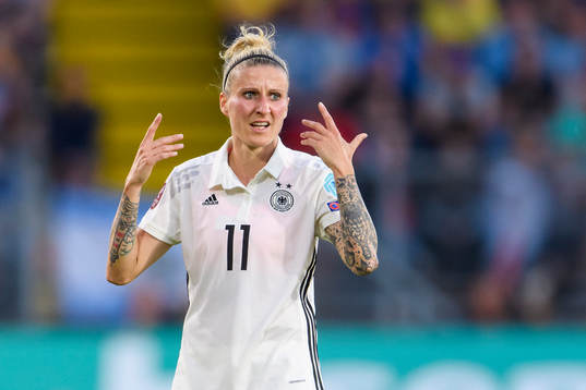 Tysklands Anja Mittag i fotbollsmatchen mellan Tyskland och