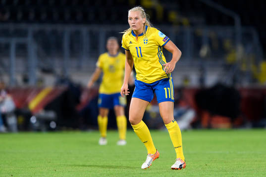 Sveriges Stina Blackstenius i fotbollsmatchen mellan