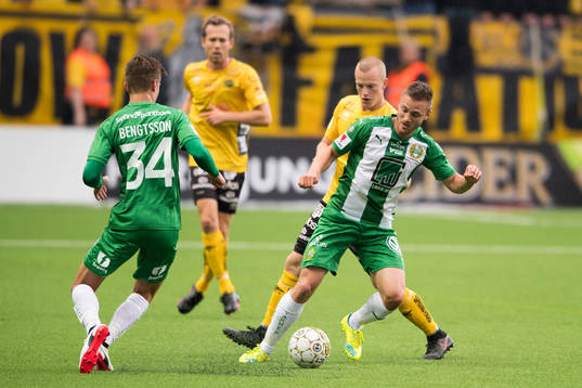 Hammarbys Mats Solheim och Elfsborgs Daniel Gustavsson