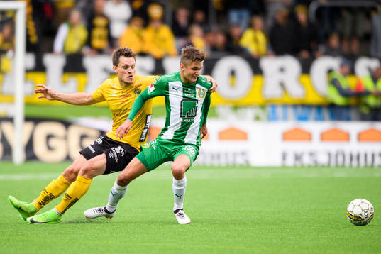 Hammarbys Leo Bengtsson och Elfsborgs Jörgen Horn