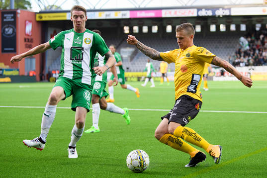 Elfsborgs Samuel Holmén och Hammarbys Birkir Már