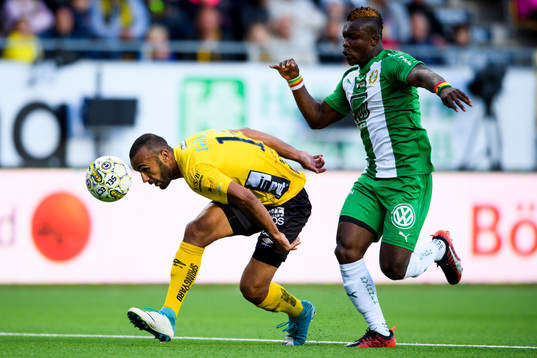 Elfsborgs Issam Jebali och Hammarbys Joseph Aidoo