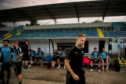 Malmö FFs tränare Magnus Pehrsson på Mladost Stadium
