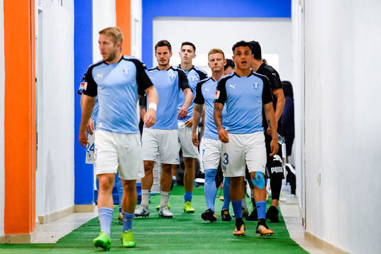 Malmö FFs Markus Rosenberg före en fotbollsmatch mellan