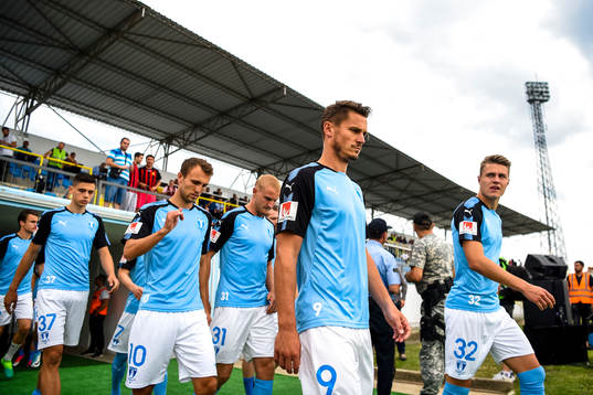 Malmö FFs Markus Rosenberg före en fotbollsmatch mellan
