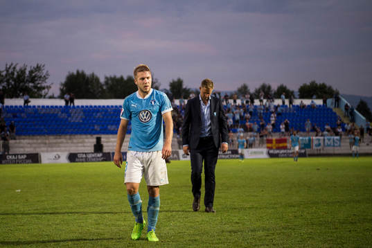 Malmö FFs Anton Tinnerholm och tränare Magnus Pehrsson