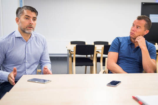 Malmö FFs VD Niclas Carlnén och Sportchef Daniel Andersson
