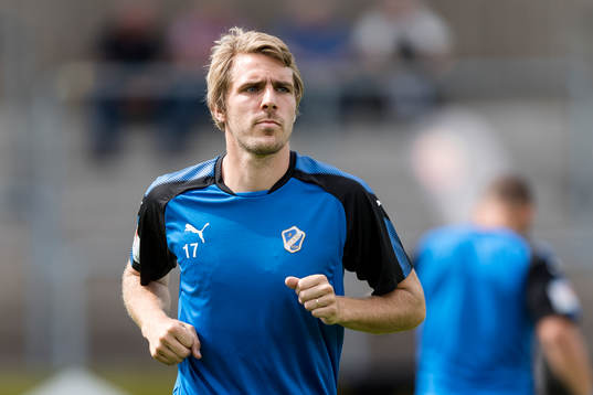 Halmstads Johan Oremo före fotbollsmatchen i Allsvenskan