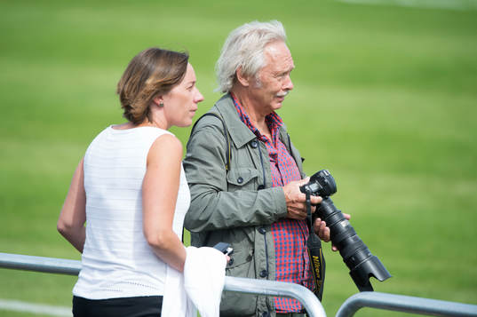 Norra Skånes Marika Höghäll och Arne Forsell i matchen i
