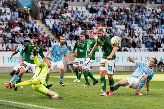 Malmö FFs Pawel Cibicki med målchans mot Jönköpings